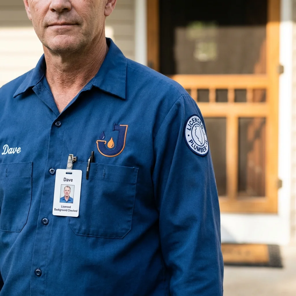 Licensed plumber showing ID badge in Cressona, PA