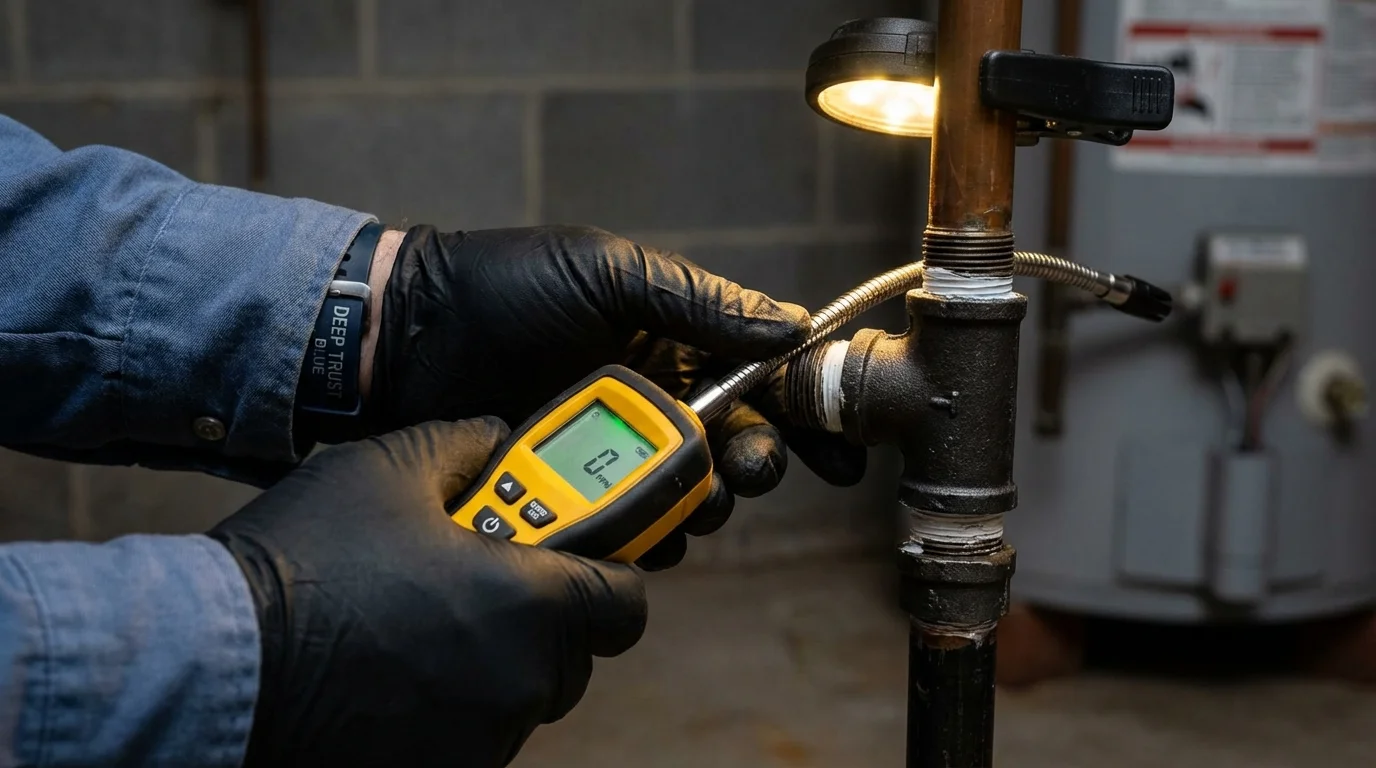 Gas leak detection with electronic sniffer by Johns Plumbing LLC in Cressona
