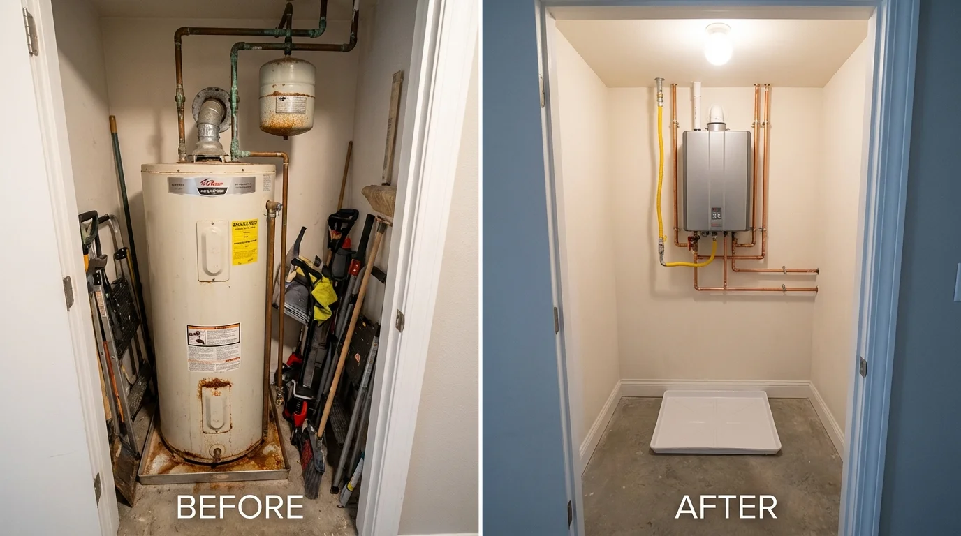 Tank water heater versus wall-mounted tankless unit comparison for Cressona, PA homeowners
